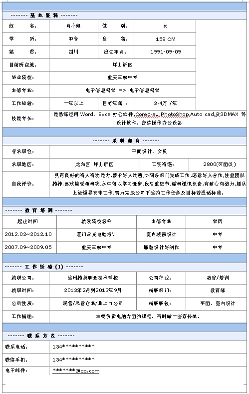平面設計個人簡歷模板